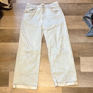 Fashion nova cinch waist wide leg cuff ankle jean